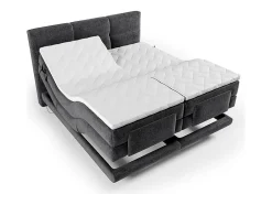Vente-unique Ensemble complet boxspring tête de lit capitonnée + sommiers relaxation électrique + matelas + surmatelas - 2 x 80 x 200 cm -