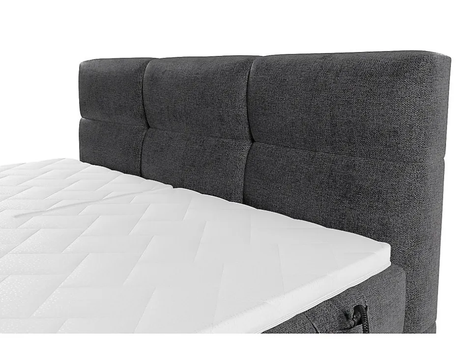 Vente-unique Ensemble complet boxspring tête de lit capitonnée + sommiers relaxation électrique + matelas + surmatelas - 2 x 80 x 200 cm -