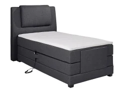 Vente-unique Ensemble complet boxspring tête de lit + sommiers relaxation électrique + matelas + surmatelas - 100 x 200 cm - Tissu - Anthracite