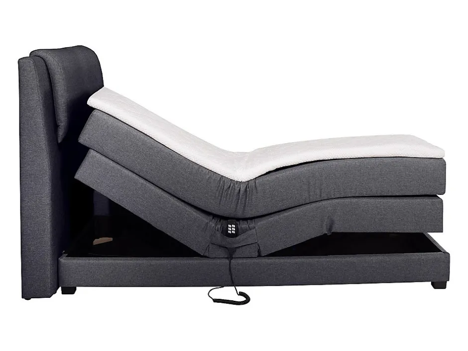 Vente-unique Ensemble complet boxspring tête de lit + sommiers relaxation électrique + matelas + surmatelas - 100 x 200 cm - Tissu - Anthracite