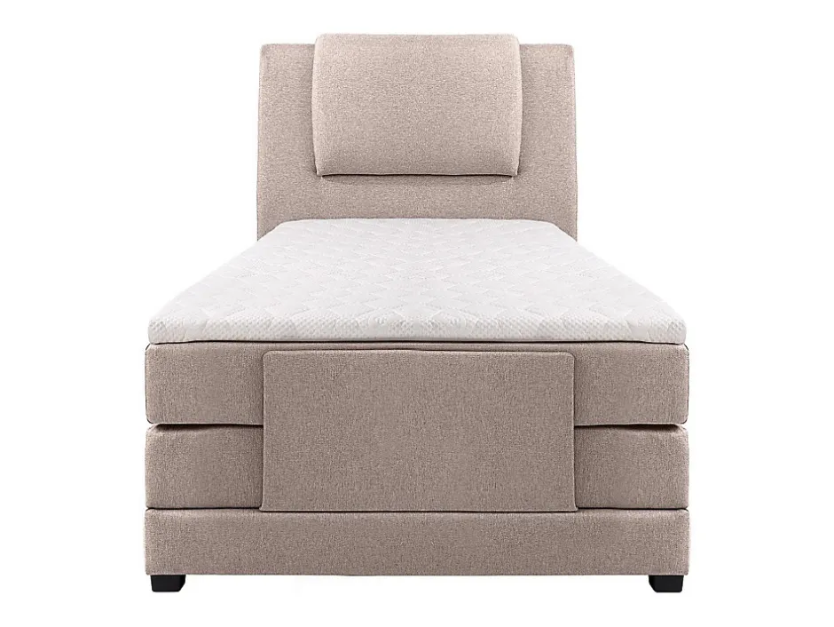 Vente-unique Ensemble complet boxspring tête de lit + sommiers relaxation électrique + matelas + surmatelas - 100 x 200 cm - Tissu - Beige -