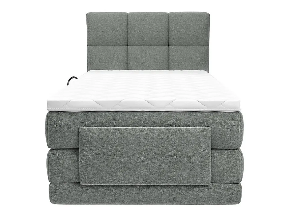 Vente-unique Ensemble complet boxspring tête de lit capitonnée + sommiers relaxation électrique + matelas + surmatelas - 100 x 200 cm - Tissu - Online