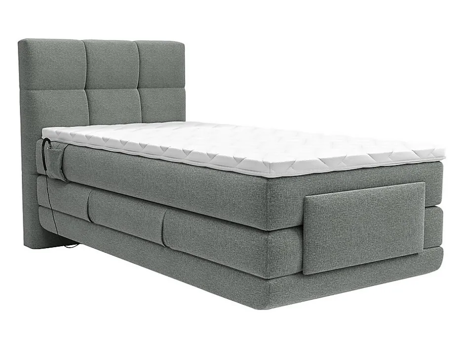 Vente-unique Ensemble complet boxspring tête de lit capitonnée + sommiers relaxation électrique + matelas + surmatelas - 100 x 200 cm - Tissu - Online