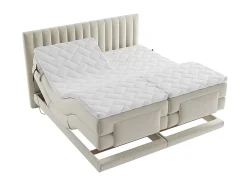 Vente-unique Ensemble complet boxspring tête de lit coutures verticales + sommiers relaxation électrique + matelas + surmatelas - 2 x 90 x 200 Clearance
