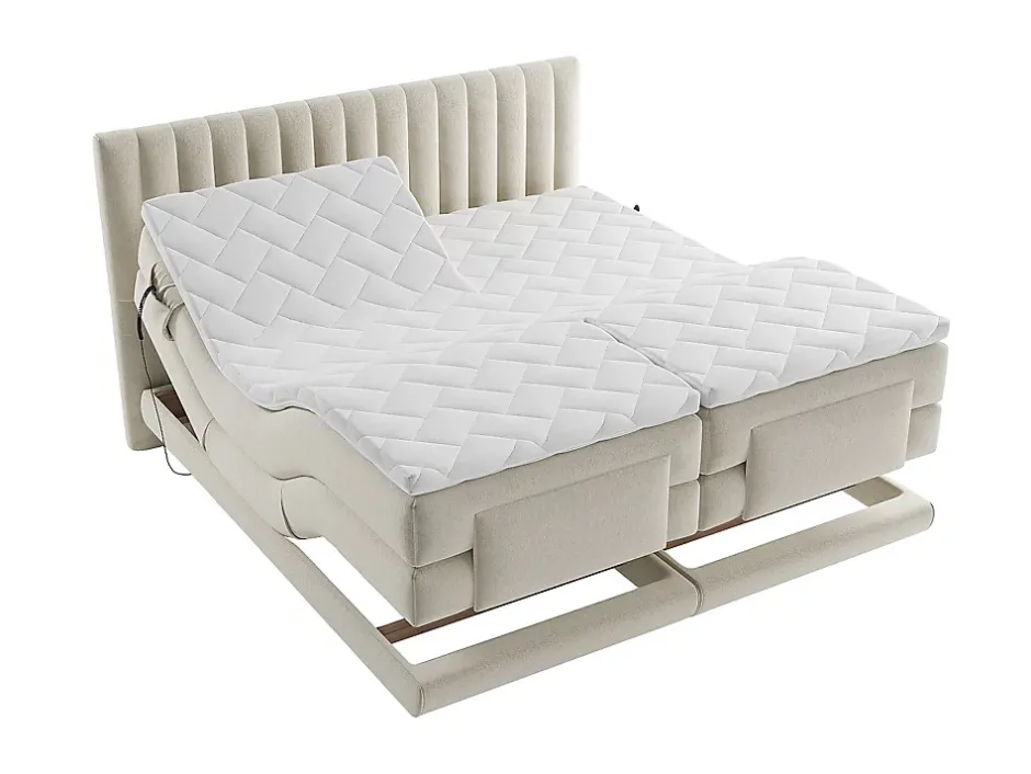 Vente-unique Ensemble complet boxspring tête de lit coutures verticales + sommiers relaxation électrique + matelas + surmatelas - 2 x 90 x 200 Clearance