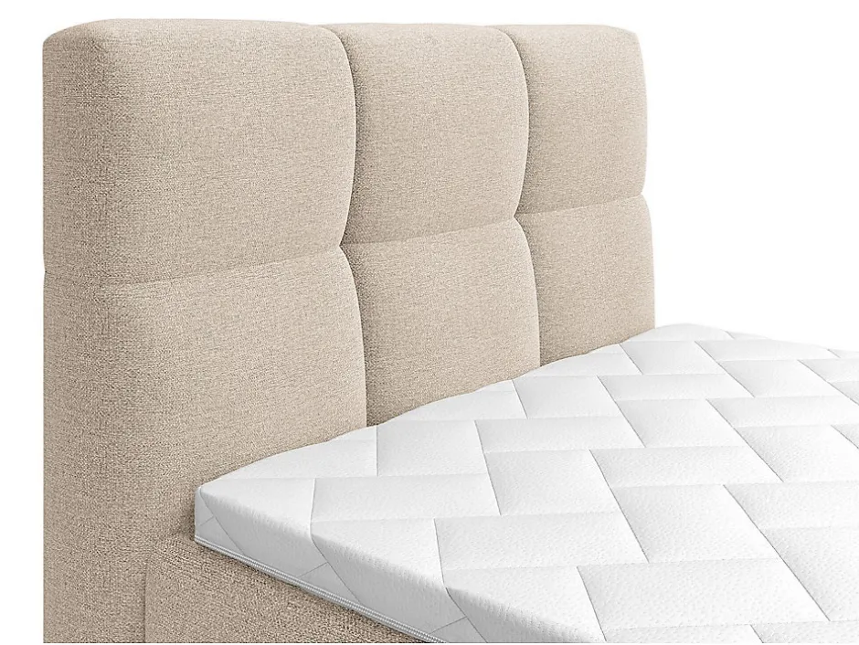 Vente-unique Ensemble complet boxspring tête de lit capitonnée + sommiers relaxation électrique + matelas + surmatelas - 100 x 200 cm - Tissu -