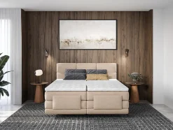 Vente-unique Ensemble complet boxspring tête de lit capitonnée + sommiers relaxation électrique + matelas + surmatelas - 2 x 80 x 200 cm -