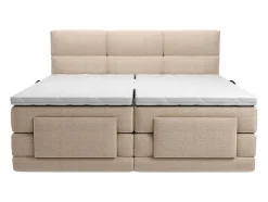 Vente-unique Ensemble complet boxspring tête de lit capitonnée + sommiers relaxation électrique + matelas + surmatelas - 2 x 80 x 200 cm -
