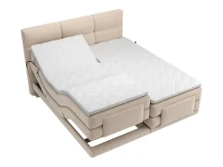 Vente-unique Ensemble complet boxspring tête de lit capitonnée + sommiers relaxation électrique + matelas + surmatelas - 2 x 80 x 200 cm -