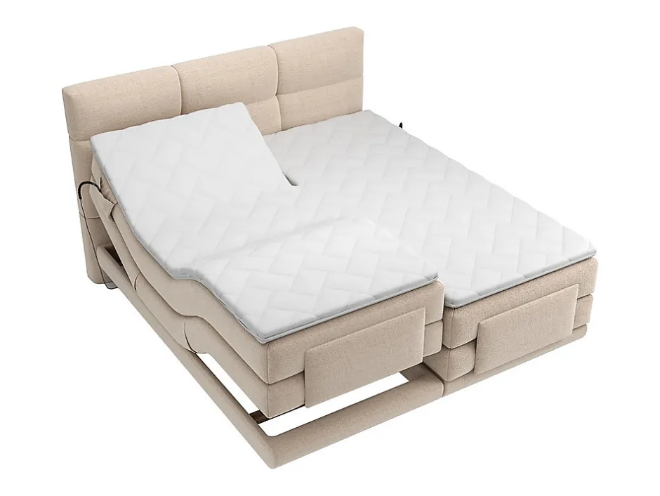 Vente-unique Ensemble complet boxspring tête de lit capitonnée + sommiers relaxation électrique + matelas + surmatelas - 2 x 80 x 200 cm -