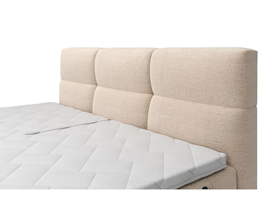Vente-unique Ensemble complet boxspring tête de lit capitonnée + sommiers relaxation électrique + matelas + surmatelas - 2 x 80 x 200 cm -