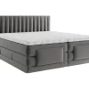Vente-unique Ensemble complet boxspring tête de lit coutures verticales + sommiers relaxation électrique + matelas + surmatelas - 2 x 90 x 200