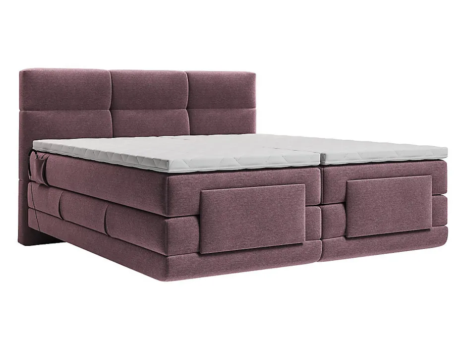 Vente-unique Ensemble complet boxspring tête de lit capitonnée + sommiers relaxation électrique + matelas + surmatelas - 2 x 90 x 200 cm -