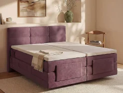 Vente-unique Ensemble complet boxspring tête de lit capitonnée + sommiers relaxation électrique + matelas + surmatelas - 2 x 90 x 200 cm -