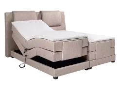 Vente-unique Ensemble complet boxspring tête de lit + sommiers relaxation électrique + matelas + surmatelas - 2 x 90 x 200 cm - Tissu - Beige Best