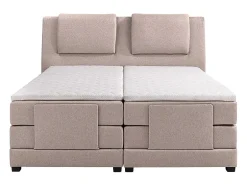 Vente-unique Ensemble complet boxspring tête de lit + sommiers relaxation électrique + matelas + surmatelas - 2 x 90 x 200 cm - Tissu - Beige Best