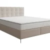 Vente-unique Ensemble complet boxspring tête de lit capitonnée + sommier + matelas + surmatelas - 180 x 200 cm - Tissu - Beige - INAO de YSMÉE