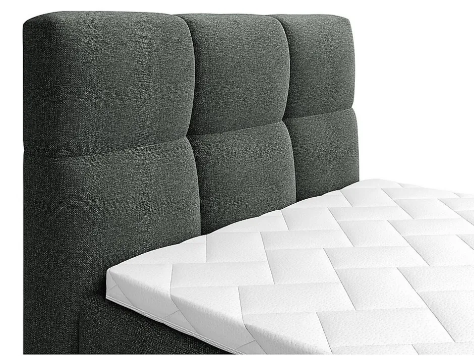 Vente-unique Ensemble complet boxspring tête de lit capitonnée + sommiers relaxation électrique + matelas + surmatelas - 100 x 200 cm - Tissu - Hot