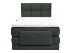 Vente-unique Ensemble complet boxspring tête de lit capitonnée + sommiers relaxation électrique + matelas + surmatelas - 100 x 200 cm - Tissu - Hot