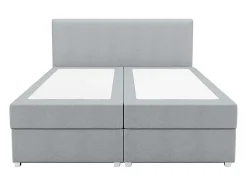 Vente-unique Ensemble complet boxspring tête de lit + sommier + matelas + surmatelas - 180 x 200 cm - Tissu - Gris clair - ONAN de YSMÉE