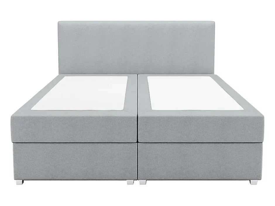 Vente-unique Ensemble complet boxspring tête de lit + sommier + matelas + surmatelas - 180 x 200 cm - Tissu - Gris clair - ONAN de YSMÉE
