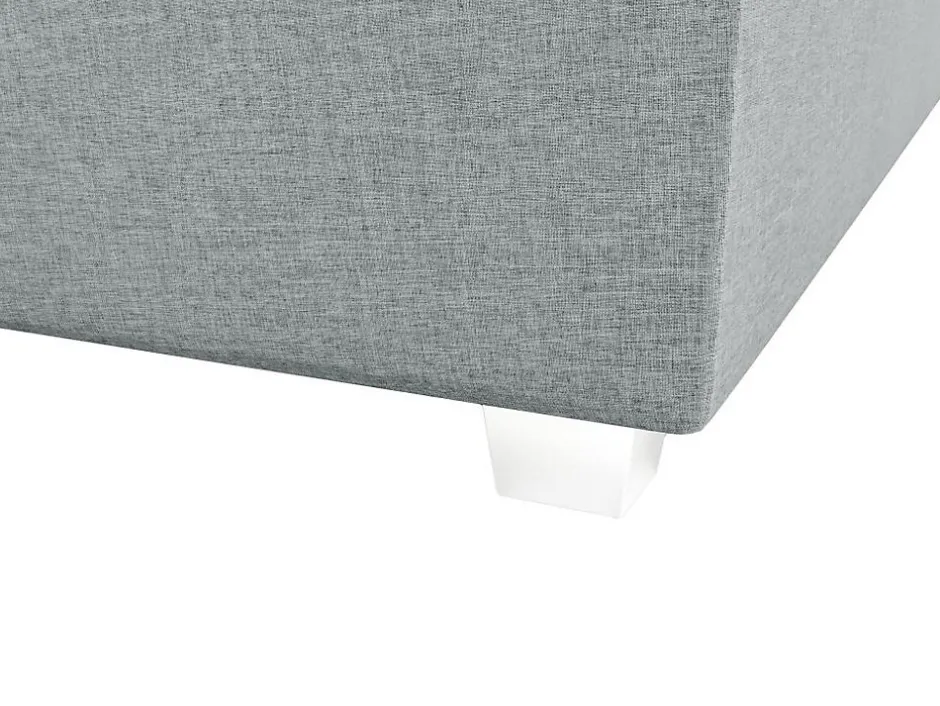 Vente-unique Ensemble complet boxspring tête de lit + sommier + matelas + surmatelas - 180 x 200 cm - Tissu - Gris clair - ONAN de YSMÉE
