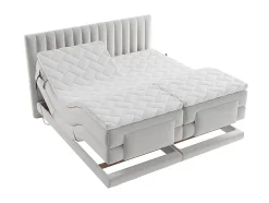 Vente-unique Ensemble complet boxspring tête de lit coutures verticales + sommiers relaxation électrique + matelas + surmatelas - 2 x 90 x 200 Sale