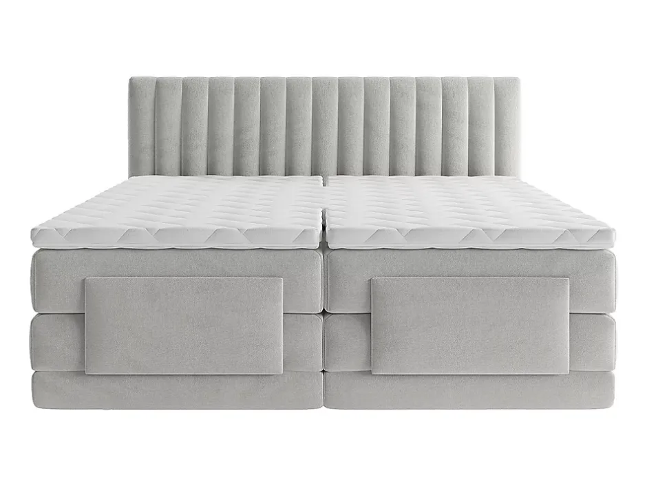 Vente-unique Ensemble complet boxspring tête de lit coutures verticales + sommiers relaxation électrique + matelas + surmatelas - 2 x 90 x 200 Sale