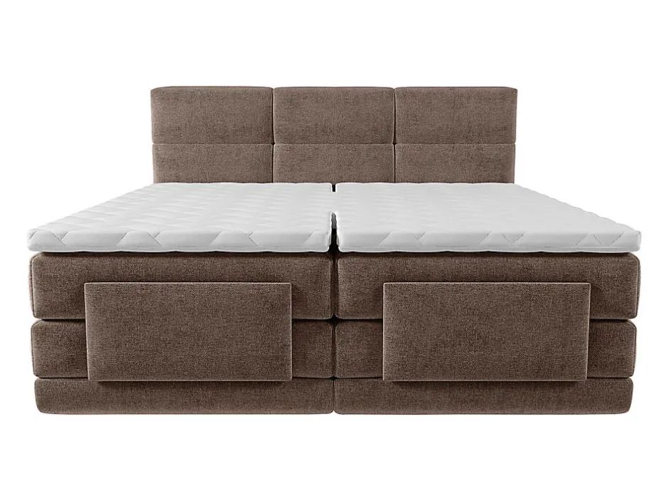 Vente-unique Ensemble complet boxspring tête de lit capitonnée + sommiers relaxation électrique + matelas + surmatelas - 2 x 80 x 200 cm -