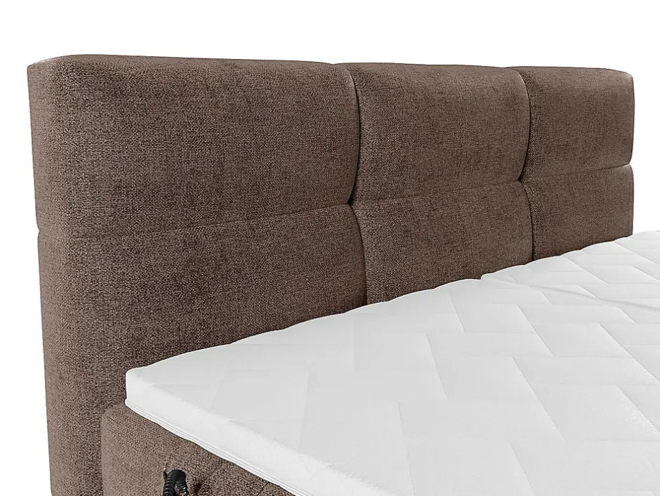 Vente-unique Ensemble complet boxspring tête de lit capitonnée + sommiers relaxation électrique + matelas + surmatelas - 2 x 80 x 200 cm -
