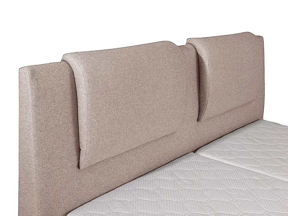 Vente-unique Ensemble complet boxspring tête de lit + sommiers relaxation électrique + matelas + surmatelas - 2 x 80 x 200 cm - Tissu - Beige New