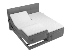 Vente-unique Ensemble complet boxspring tête de lit capitonnée + sommiers relaxation électrique + matelas + surmatelas - 2 x 90 x 200 cm - Clearance