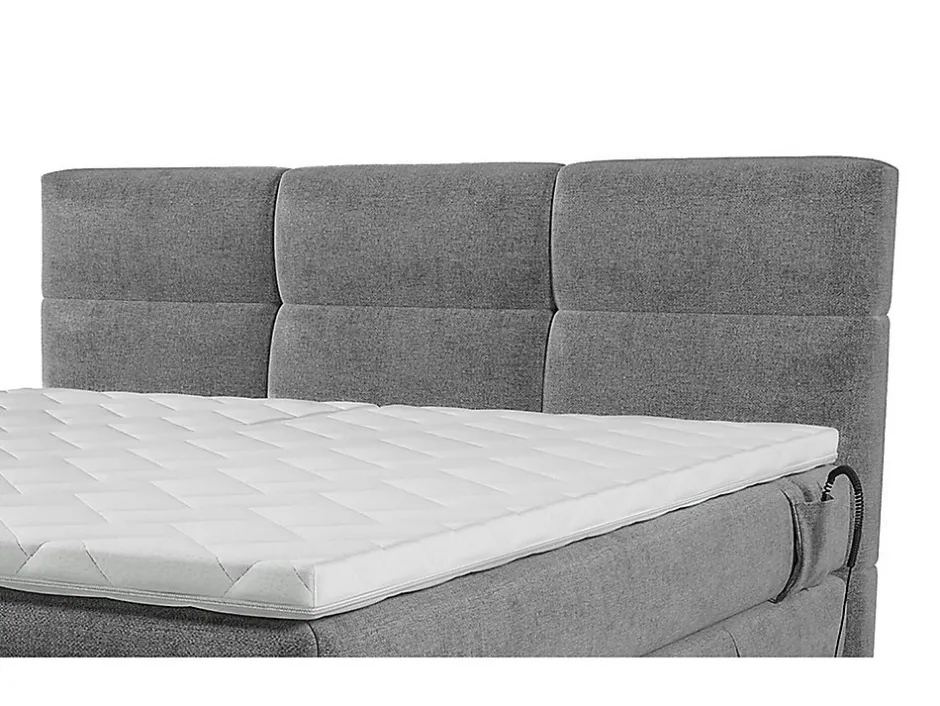 Vente-unique Ensemble complet boxspring tête de lit capitonnée + sommiers relaxation électrique + matelas + surmatelas - 2 x 90 x 200 cm - Clearance