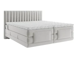 Vente-unique Ensemble complet boxspring tête de lit coutures verticales + sommiers relaxation électrique + matelas + surmatelas - 2 x 80 x 200