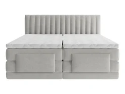 Vente-unique Ensemble complet boxspring tête de lit coutures verticales + sommiers relaxation électrique + matelas + surmatelas - 2 x 80 x 200