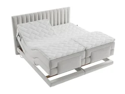 Vente-unique Ensemble complet boxspring tête de lit coutures verticales + sommiers relaxation électrique + matelas + surmatelas - 2 x 80 x 200