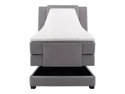 Vente-unique Ensemble complet boxspring tête de lit + sommiers relaxation électrique + matelas + surmatelas - 100 x 200 cm - Tissu - Gris clair Clearance