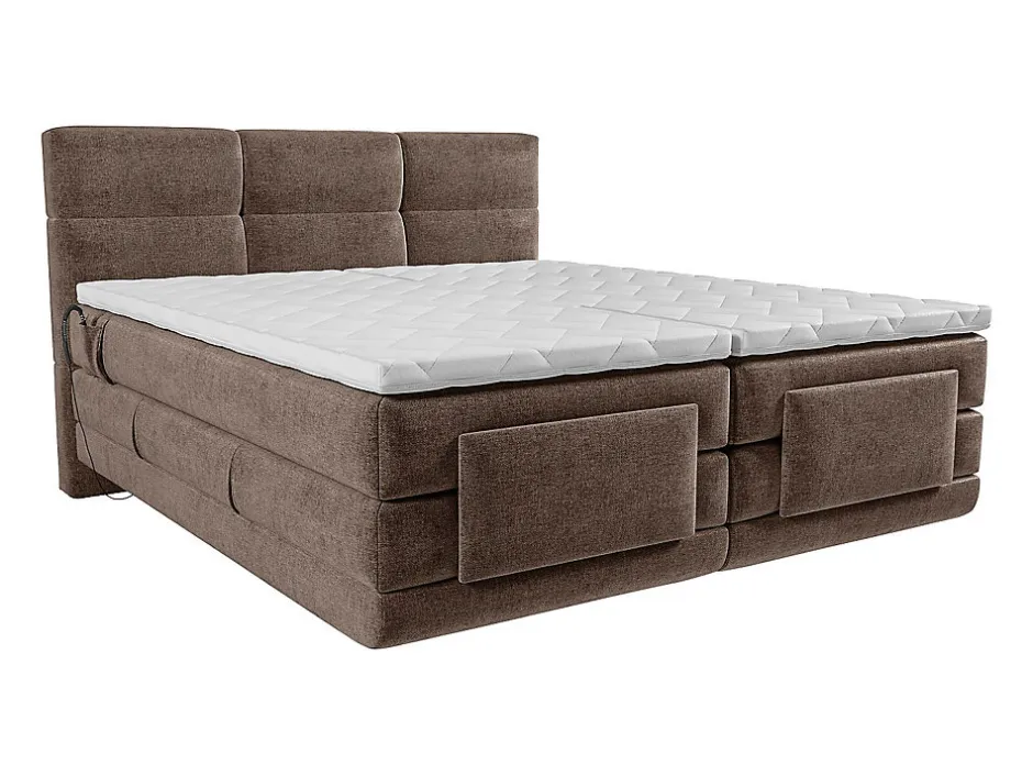 Vente-unique Ensemble complet boxspring tête de lit capitonnée + sommiers relaxation électrique + matelas + surmatelas - 2 x 90 x 200 cm - Best