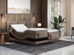 Vente-unique Ensemble complet boxspring tête de lit capitonnée + sommiers relaxation électrique + matelas + surmatelas - 2 x 90 x 200 cm - Best