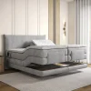 Vente-unique Ensemble complet boxspring tête de lit + sommiers relaxation électrique + matelas + surmatelas - 2 x 90 x 200 cm - Tissu - Gris Sale