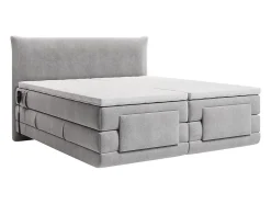 Vente-unique Ensemble complet boxspring tête de lit + sommiers relaxation électrique + matelas + surmatelas - 2 x 90 x 200 cm - Tissu - Gris Sale