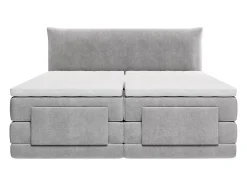 Vente-unique Ensemble complet boxspring tête de lit + sommiers relaxation électrique + matelas + surmatelas - 2 x 90 x 200 cm - Tissu - Gris Sale