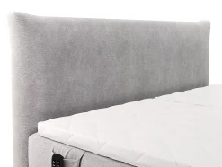 Vente-unique Ensemble complet boxspring tête de lit + sommiers relaxation électrique + matelas + surmatelas - 2 x 90 x 200 cm - Tissu - Gris Sale