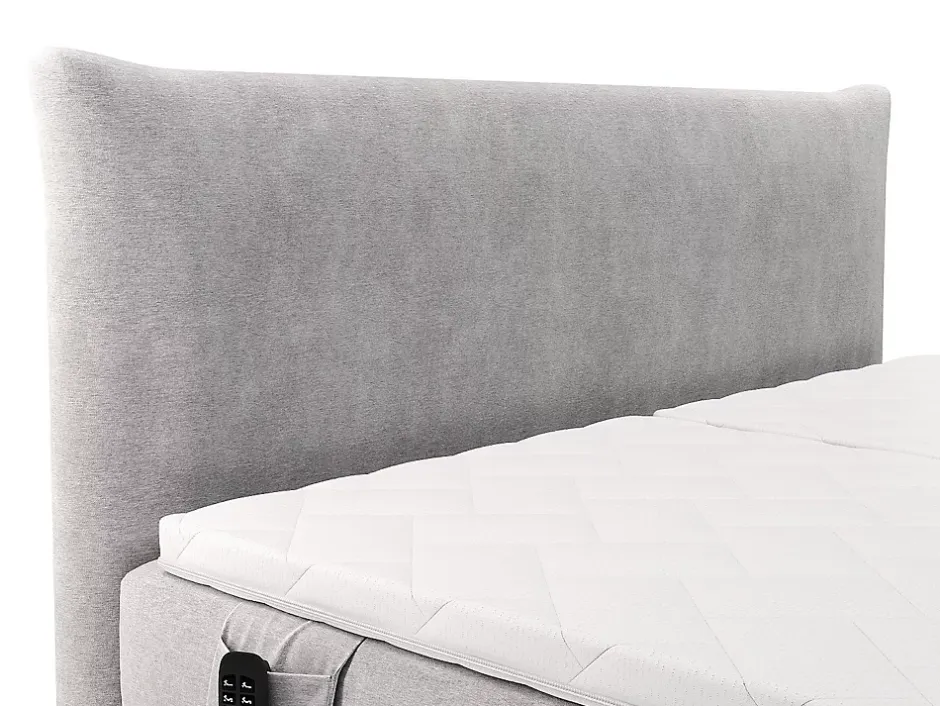 Vente-unique Ensemble complet boxspring tête de lit + sommiers relaxation électrique + matelas + surmatelas - 2 x 90 x 200 cm - Tissu - Gris Sale