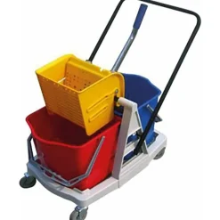 Le Plus De L'Entretien Ensemble complet chariot lavage 2 x 15L + presse + monture a plat + 2 franges + manche