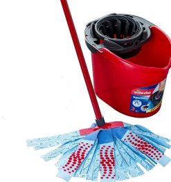 Juanio Ensemble complet de seau avec balai à franges, poignée et essoreuse torsion, capacité 10 L Online