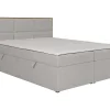 Vente-unique Ensemble complet literie déco tête de lit encadré bois + sommiers coffre + matelas + surmatelas - 160 x 200 cm - Tissu - Gris