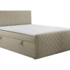 Vente-unique Ensemble complet literie déco tête de lit + sommiers coffre + matelas + surmatelas - 160 x 200 cm - Velours - Taupe - MAKANA de