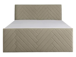 Vente-unique Ensemble complet literie déco tête de lit + sommiers coffre + matelas + surmatelas - 160 x 200 cm - Velours - Taupe - MAKANA de
