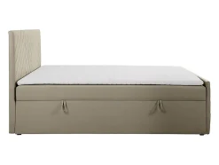 Vente-unique Ensemble complet literie déco tête de lit + sommiers coffre + matelas + surmatelas - 160 x 200 cm - Velours - Taupe - MAKANA de